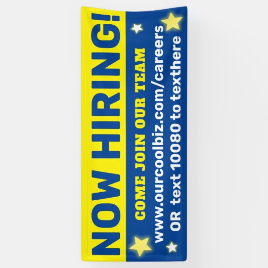 今、採用は、チ救済ームの従業員に入るよう求められています 横断幕 (縦)