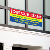 今、採用救済はチームの従業員の入社を求められています 横断幕 (ビルの外側)