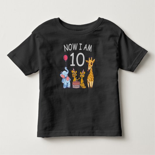 今、私は動物園で10歳の10誕生日である トドラーTシャツ (正面)