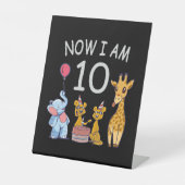 今、私は動物園で10歳の10誕生日である 台座サイン (正面)