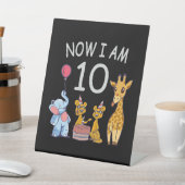 今、私は動物園で10歳の10誕生日である 台座サイン (インサイチュ)