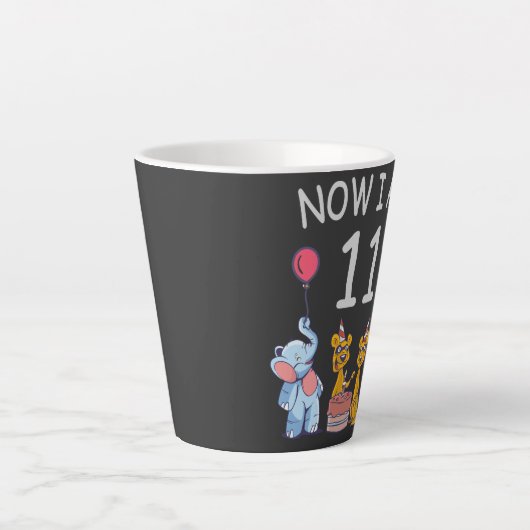 今、私は動物園で11歳の11誕生日 カフェラテマグ (正面)