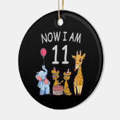 今、私は動物園で11歳の11誕生日 セラミックオーナメント (左)