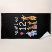 今、私は動物園で12歳の12誕生日である ビーチタオル (正面)