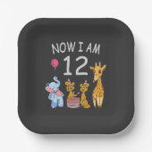 今、私は動物園で12歳の12誕生日である ペーパープレート (正面)