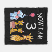 今、私は動物園で3歳の3歳の誕生日である フリースブランケット (正面(横))