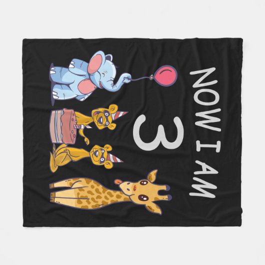 今、私は動物園で3歳の3歳の誕生日である フリースブランケット (正面(横))