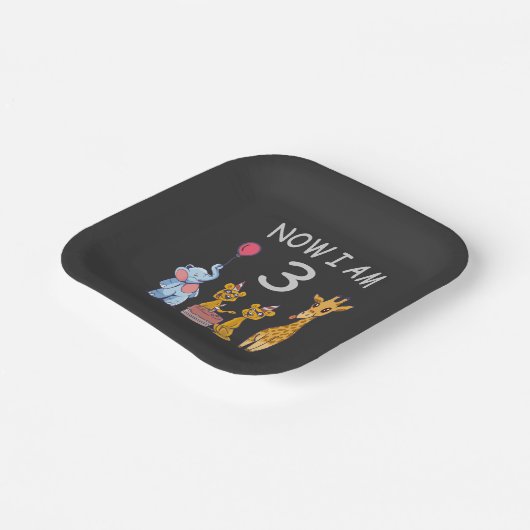 今、私は動物園で3歳の3歳の誕生日である ペーパープレート (傾斜あり)