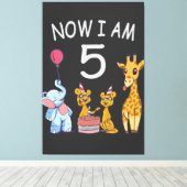 今、私は動物園で5歳の誕生日である キャンバスプリント (インサイチュ (ウッドフロア))