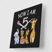 今、私は動物園で5歳の誕生日である スクエア壁時計 (傾斜)