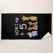 今、私は動物園で5歳の誕生日である ビーチタオル (正面)