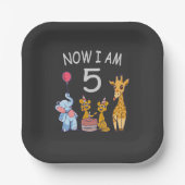 今、私は動物園で5歳の誕生日である ペーパープレート (正面)