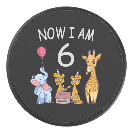 今、私は動物園で6歳の6誕生日だ アイスホッケーパック (正面)