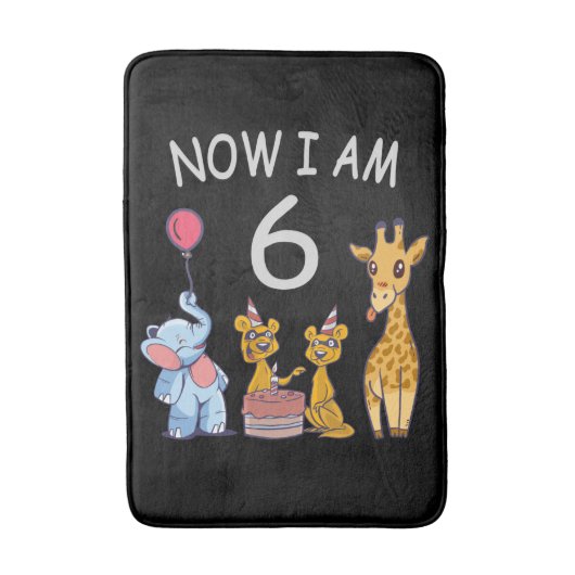 今、私は動物園で6歳の6誕生日だ バスマット (正面縦)