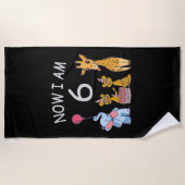 今、私は動物園で6歳の6誕生日だ ビーチタオル (正面)