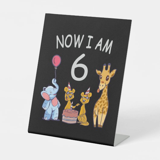 今、私は動物園で6歳の6誕生日だ 台座サイン (正面)