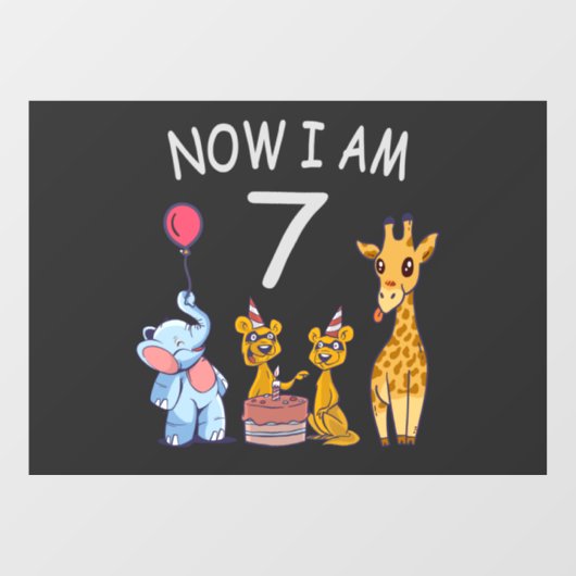 今、私は動物園で7歳の7誕生日だ ウィンドウサイン (シート)