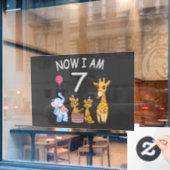 今、私は動物園で7歳の7誕生日だ ウィンドウサイン (カフェ窓)