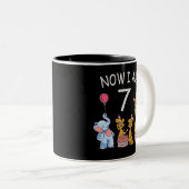 今、私は動物園で7歳の7誕生日だ ツートーンマグカップ (正面右)