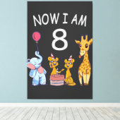 今、私は動物園で8歳の8誕生日である キャンバスプリント (インサイチュ (ウッドフロア))