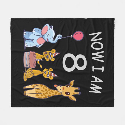 今、私は動物園で8歳の8誕生日である フリースブランケット (正面(横))