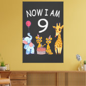今、私は動物園で9歳の9誕生日だ キャンバスプリント (インサイチュ (リビング))