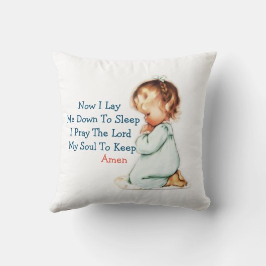 今、私は寝る子供の祈りの言葉に私を横たえる クッション (裏面)