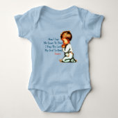 今、私は眠る子供の祈りの言葉に私を横たえる ベビーボディスーツ (正面)