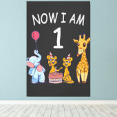 今、私は1歳の動物園の1歳の誕生日である キャンバスプリント (インサイチュ (ウッドフロア))