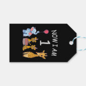 今、私は1歳の動物園の1歳の誕生日である ギフトタグ (正面(横))