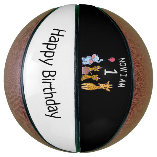 今、私は1歳の動物園の1歳の誕生日である バスケットボール (縦)