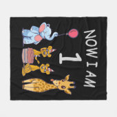 今、私は1歳の動物園の1歳の誕生日である フリースブランケット (正面(横))