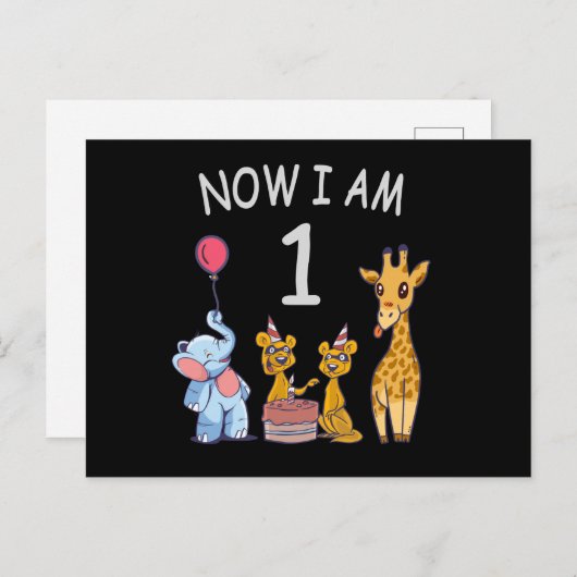 今、私は1歳の動物園の1歳の誕生日である ポストカード (正面/裏面)
