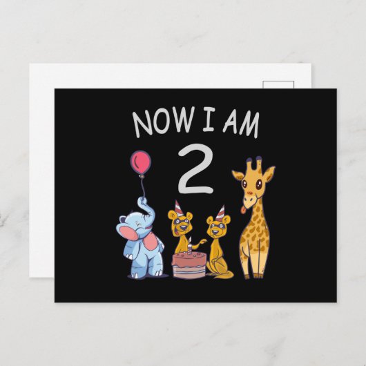 今、私は2歳の動物園の2番目の誕生日である ポストカード (正面/裏面)
