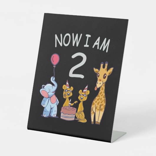 今、私は2歳の動物園の2番目の誕生日である 台座サイン (正面)