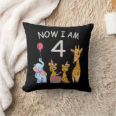 今、私は4歳の動物園の4歳の誕生日である クッション (ブランケット)