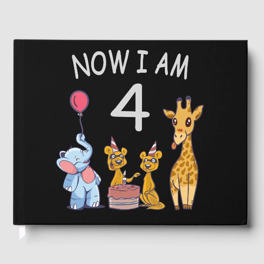 今、私は4歳の動物園の4歳の誕生日である ゲストブック (正面)