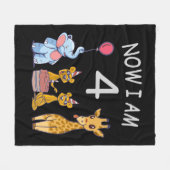 今、私は4歳の動物園の4歳の誕生日である フリースブランケット (正面(横))