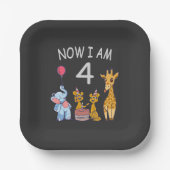 今、私は4歳の動物園の4歳の誕生日である ペーパープレート (正面)