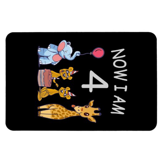 今、私は4歳の動物園の4歳の誕生日である マグネット (横)