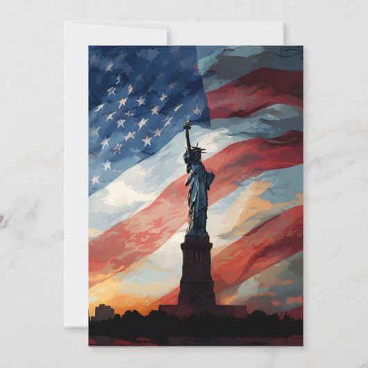 今Bbq赤白青アメリカ国旗7月パーティー4日 招待状 (裏面)