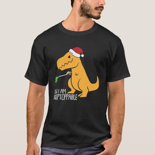 今Im止められないレックスクリスマス恐竜ボーイズgir Tシャツ (正面)
