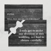 介添人になってくれますか?木製の背景 招待状 (正面/裏面)