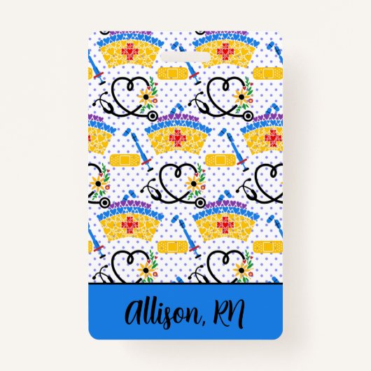 介護ツール水玉模様プロフェッショナルID バッジ (正面)