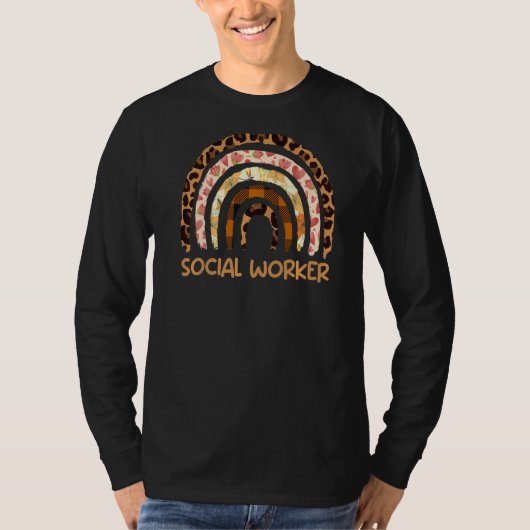 介護ヒョウ見たレインボー私はソーシャルワーカーだ Tシャツ (正面)