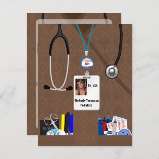 介護卒業招待状イン・ブラウン 招待状 (正面/裏面)