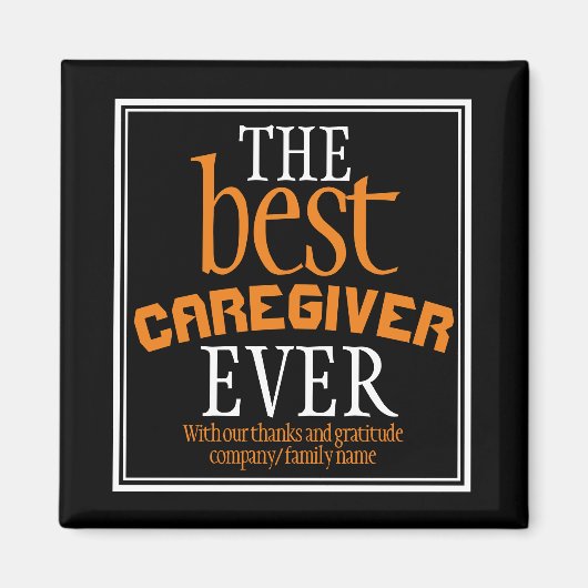 介護最高の者エバータイポグラフィブラックマグネット マグネット (正面)