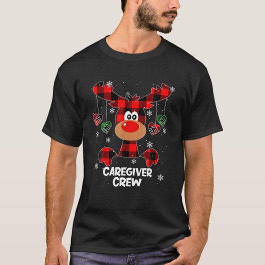 介護者おもしろいクルーTeeトナカイクリスマスギフト Tシャツ (正面)