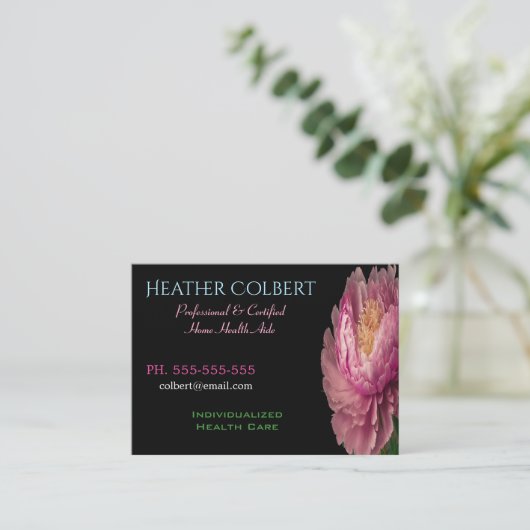 介護者かわいらし牡丹穏プロフェッショナル 名刺 (スタンド正面)