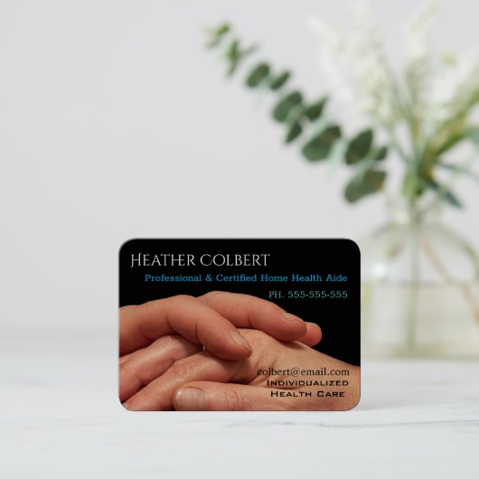 介護者が信頼する手を誠実にプロフェッショナル 名刺 (スタンド正面)